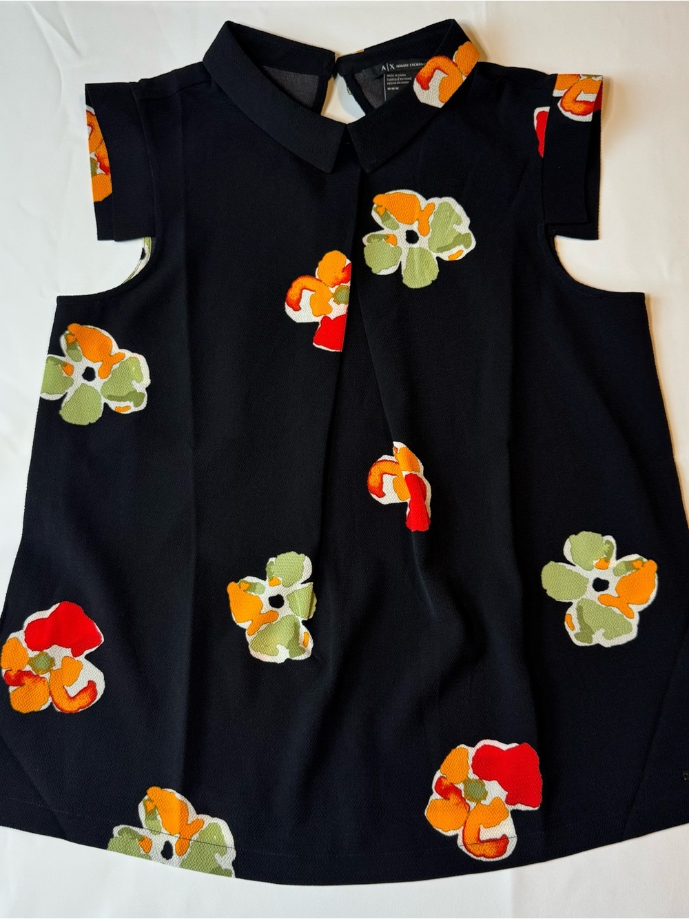 Armani Exchange Black Sleevless Floral Print Blouse Size Medium